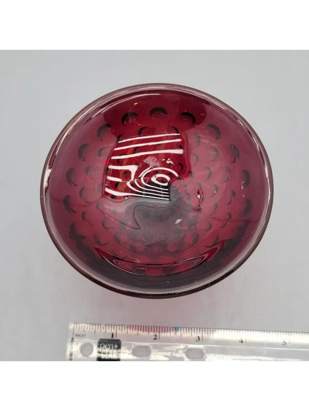 Fenton Amberina Ruby Red Hobnail Glass Candlestick Vintage